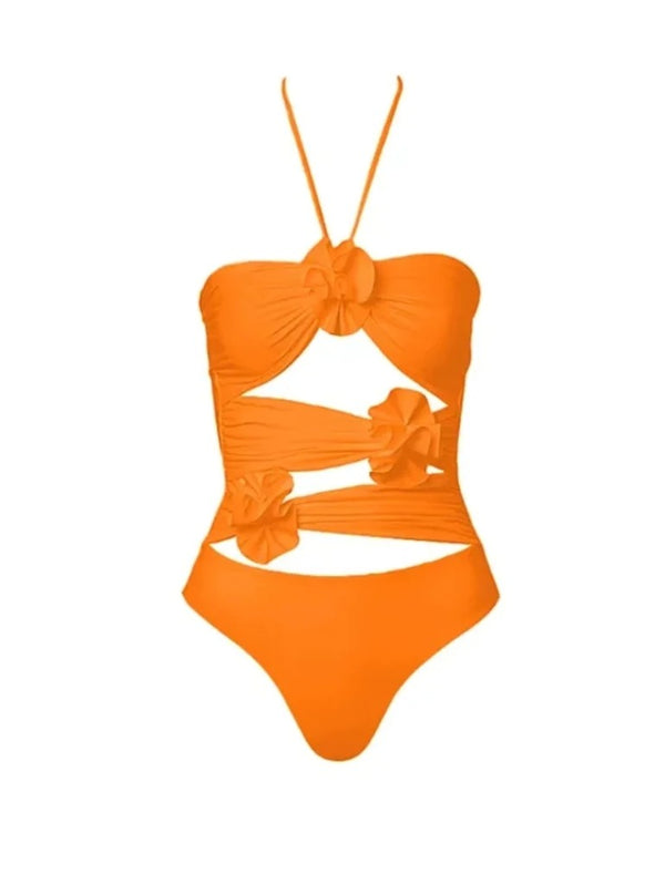 Lamie orange one piece swimwear