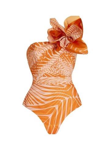 Lamiew orange one piece swimwear